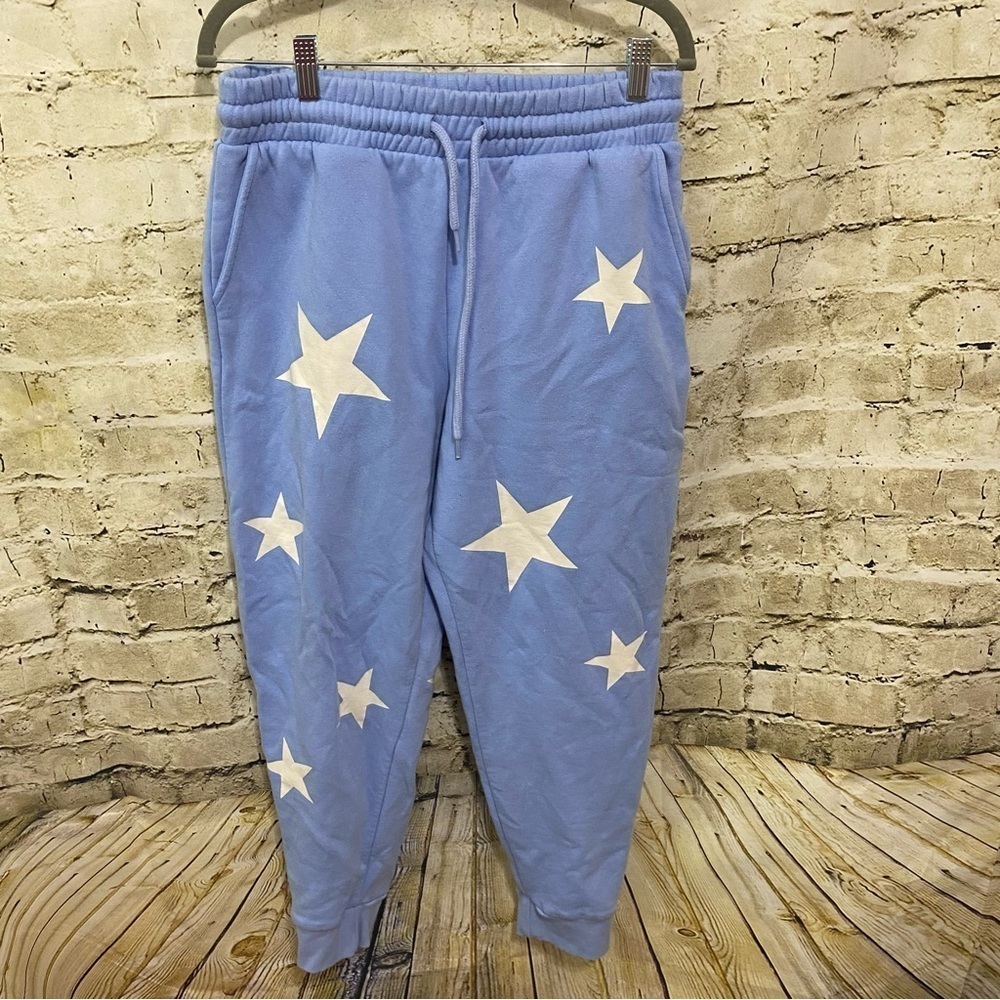 Judith March Periwinkle Blue Star Print Jogger Jogging Pants - Picture 1 of 6